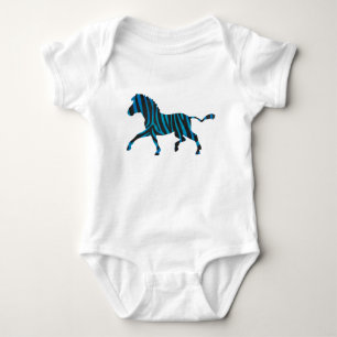 Black and Blue Silhouette Zebra Baby Bodysuit