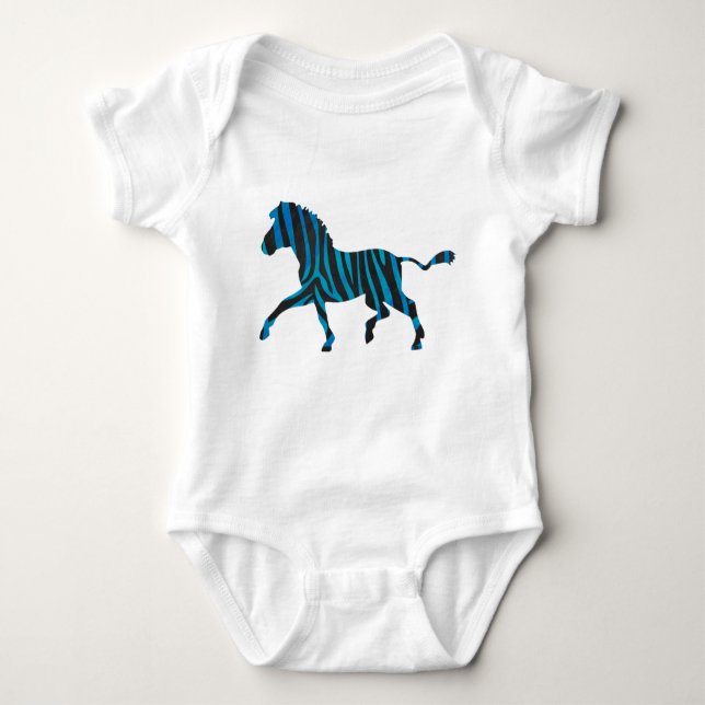 Black and Blue Silhouette Zebra Baby Bodysuit (Front)