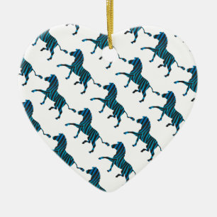 Black and Blue Silhouette Zebra Ceramic Tree Decoration