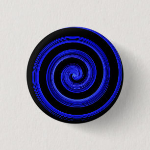 Black and blue spiral 3 cm round badge