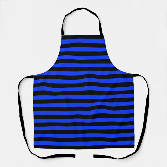 black and blue striped simple pattern  apron (Front)