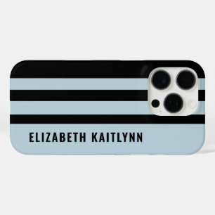 Black and Blue Stripes Pattern Personalised iPhone 16 Pro Case
