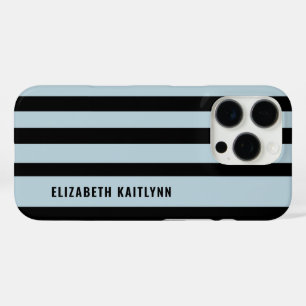 Black and Blue Stripes Pattern Personalised iPhone 16 Pro Case