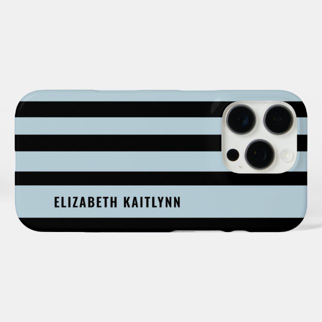Black and Blue Stripes Pattern Personalised  Case-Mate iPhone Case (Back (Horizontal))