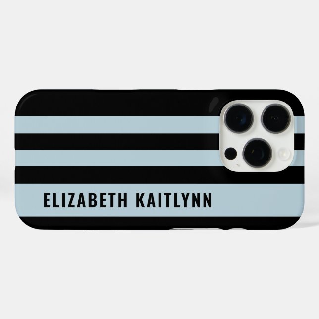 Black and Blue Stripes Pattern Personalised  Case-Mate iPhone Case (Back (Horizontal))