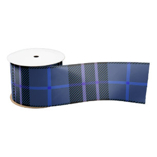 Black and Blue Tartan Plaid Satin Ribbon