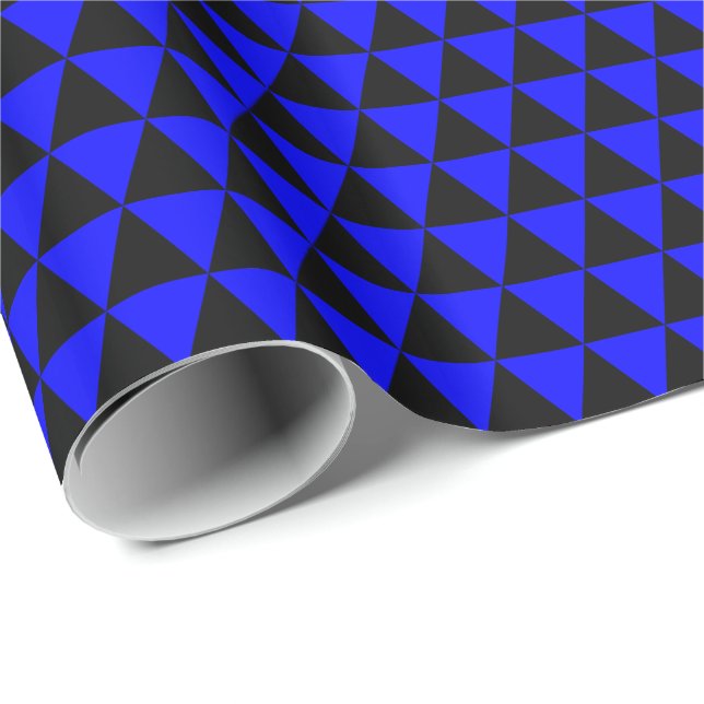Black and Blue Triangles Wrapping Paper (Roll Corner)