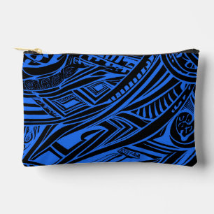 Black And Blue Tribal Abstract Accessory Pouch