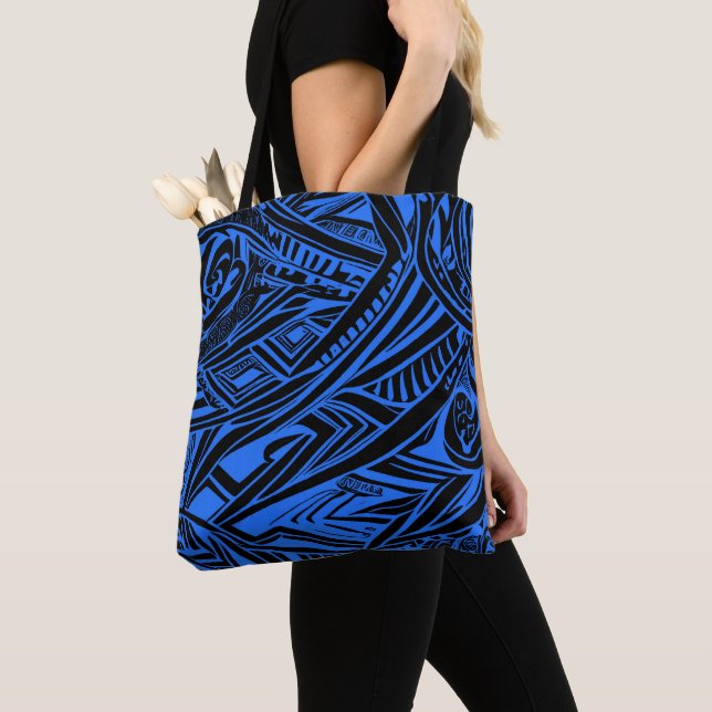 Black And Blue Tribal Abstract  Tote Bag (Close Up)