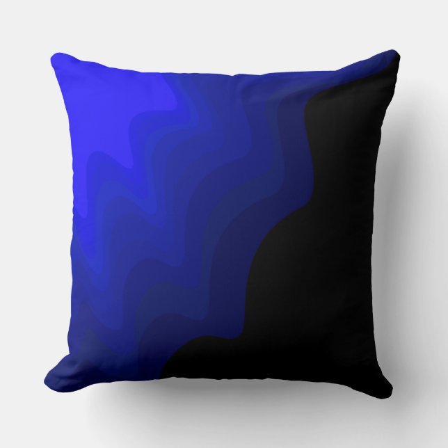  Black and blue waves abstract Throw Pillow (Front)