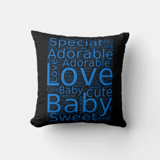 Black and Blue Word Shape Cushion
