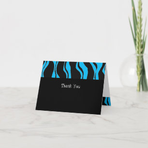 Black and Blue Zebra Stripe Thank You Card