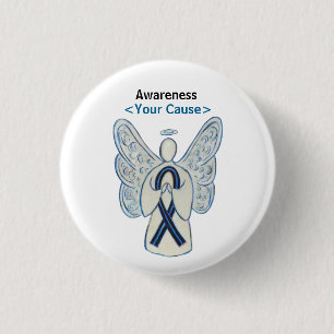 Black and BlueAwareness Ribbon Custom Angel Button