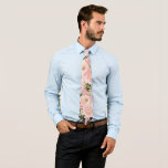 Black and Blush Pink Floral Men's Wedding  Tie<br><div class="desc">You will love these mix and match collection pieces, some elements are different which include, Black and blush pink watercolor botanical peonies flowers on a clean and airy white background. On the back of the cards only have a black watercolor with Blush pink peonies flowers. some may include gold geometric...</div>