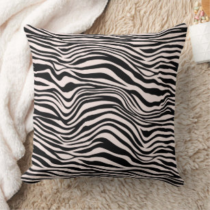 Black and Blush Sand Zebra Print  Cushion
