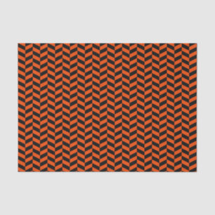 Black and Bright Orange Herringbone Tissue Paper