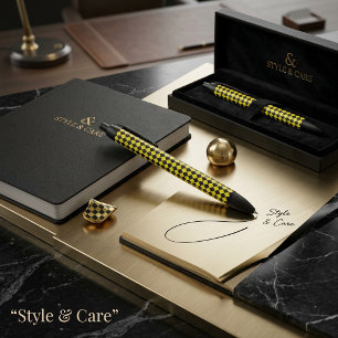 Black and Bright Yellow Chevron Pattern Classic Ink Pen