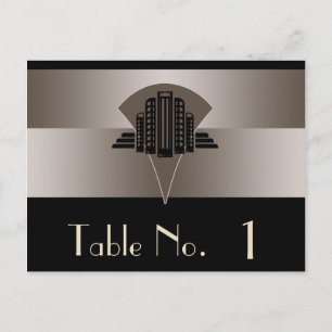 Black and Bronze Art Deco Tower Table Number Postcard