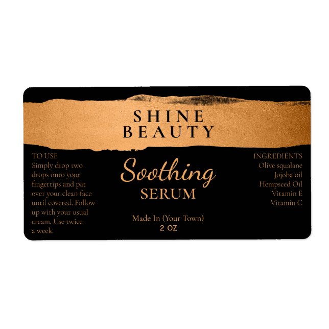 Black And Bronze Serum Labels (Front)