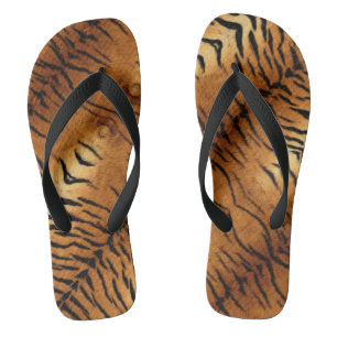 black and brown animal stripes wild tiger print jandals