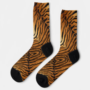 black and brown animal stripes wild tiger print socks