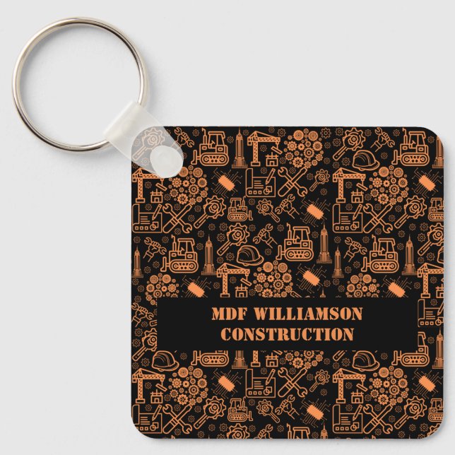 black and brown Architectural Blueprint Engineer Key Ring (Front)