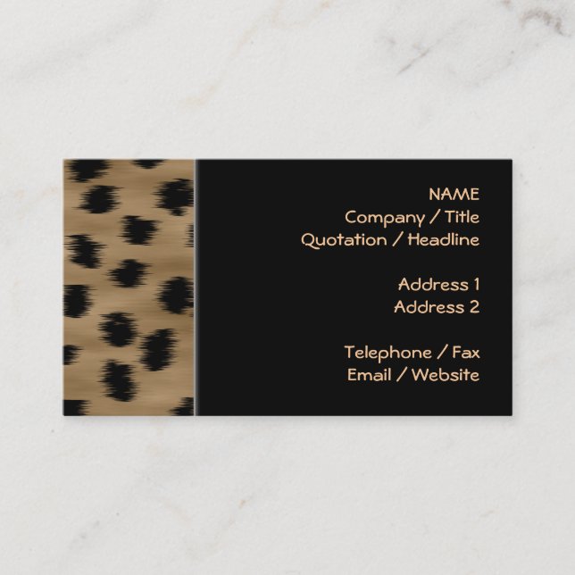 Black and Brown Cheetah Print Pattern. Business Card (Front)