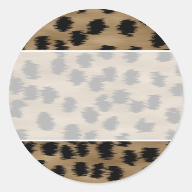 Black and Brown Cheetah Print Pattern. Classic Round Sticker (Front)