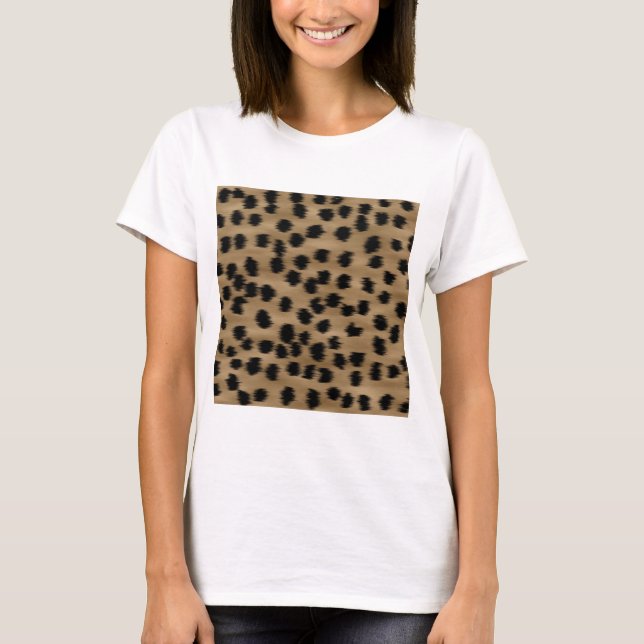 Black and Brown Cheetah Print Pattern. T-Shirt (Front)