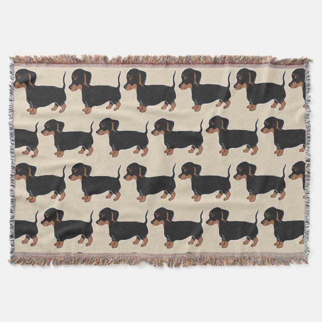 Black and Brown Dachshunds Pattern Throw Blanket (Front)