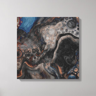 Black and Brown Digital Pour Painting Fluid Art   Canvas Print