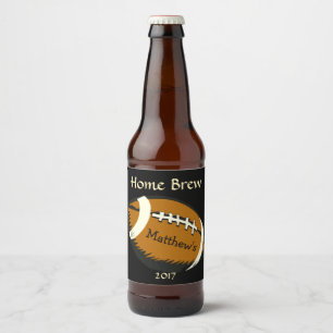 Black and Brown Football Sports Beer Label