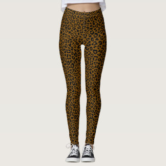 Black and Brown Leopard Print Fun Safari Pattern Leggings