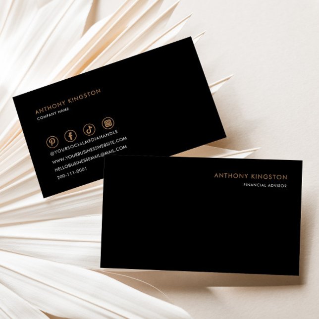Black and Brown Minimalist Financial Advisor Business Card (Creator Uploaded)