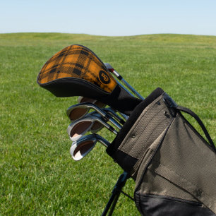 Black and brown plaid pattern golf head cover