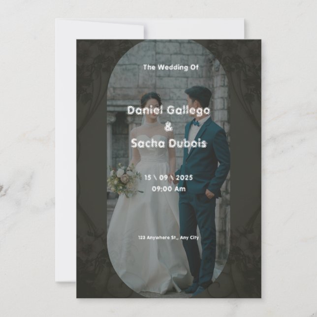 Black and Brown Simple Wedding Invitation (Front)