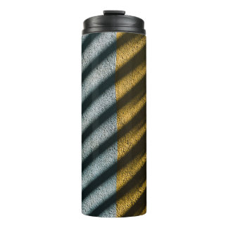 BLACK AND BROWN STRIPED TEXTILE THERMAL TUMBLER