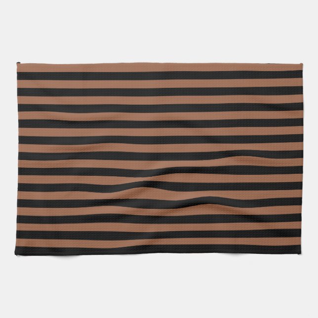 Black and Brown Stripes Tea Towel (Horizontal)