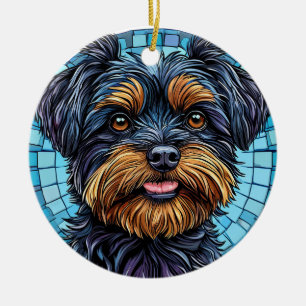 Black and Brown Terrier Dog Ceramic Tree Decoration