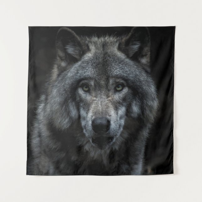 BLACK AND BROWN WOLF PAINTING TAPESTRY (Front)