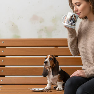Black and Browns ''Basset Pup '' PERSONALIZE Coffee Mug