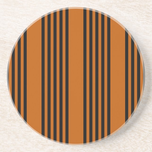 Black and burnt orange five stripe pattern coaster (Front)