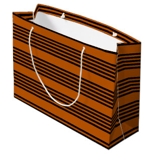 Black and burnt orange five stripe pattern large gift bag