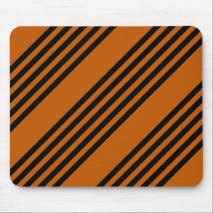 Black and burnt orange five stripe pattern mouse pad