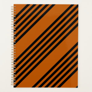 Black and burnt orange five stripe pattern planner