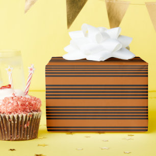 Black and burnt orange five stripe pattern wrapping paper