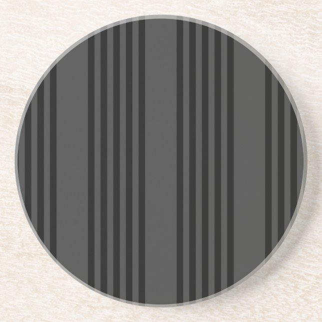 Black and charcoal five stripe pattern coaster (Front)
