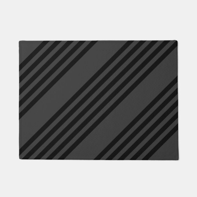 Black and charcoal five stripe pattern doormat (Front)