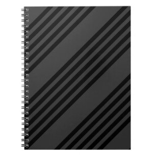 Black and charcoal five stripe pattern notebook
