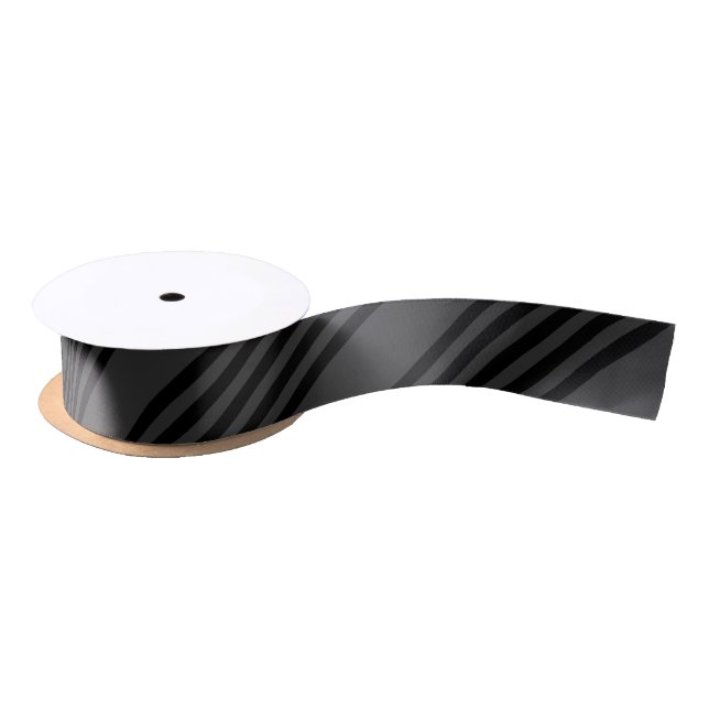 Black and charcoal five stripe pattern satin ribbon (Spool)